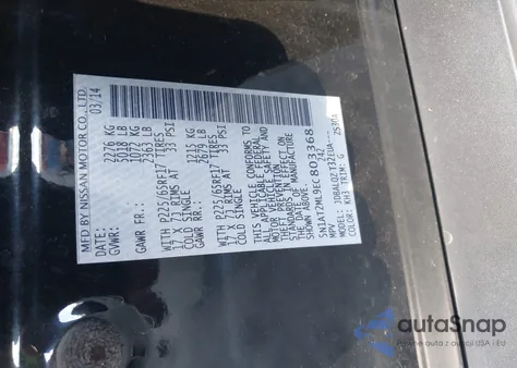 2014 Nissan Rogue Sv z USA, uszkodzony, nr VIN 5N1AT2ML9EC803368